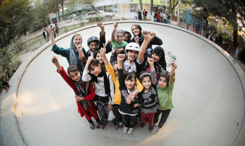 Volunteers and Skateistan students in Mekroyan Kabul 2010