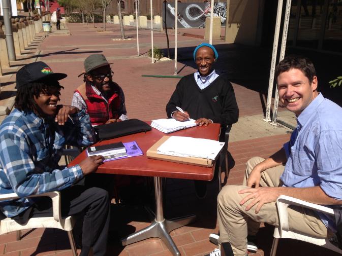 Oliver from Skateistan meeting the Soweto Skate Club in 2013