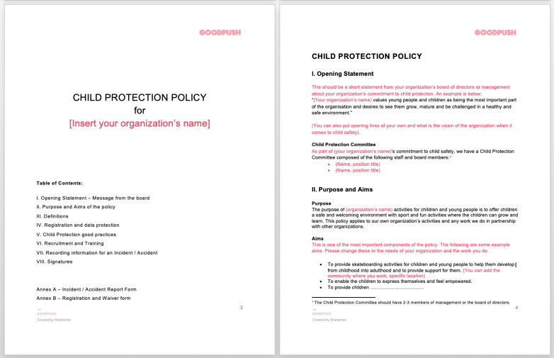 Child Protection Policy Template for Sports Organizations