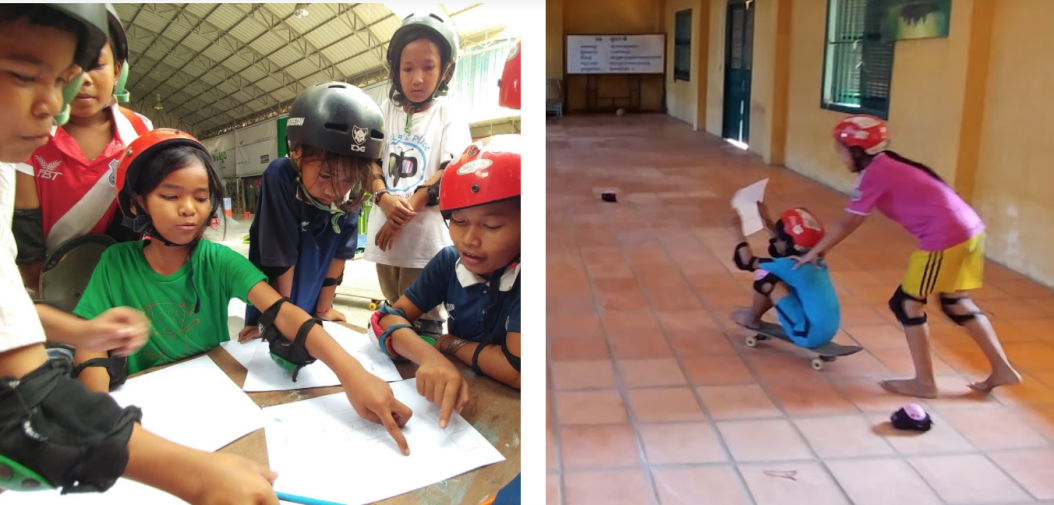 Skate and create mapping lesson at Skateistan Cambodia